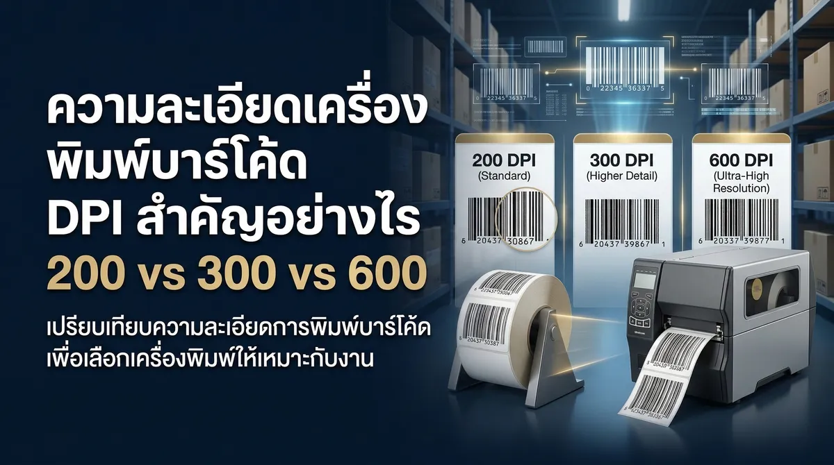 ความละเอียดเครื่องพิมพ์บาร์โค้ด DPI สำคัญอย่างไร 200 vs 300 vs 600